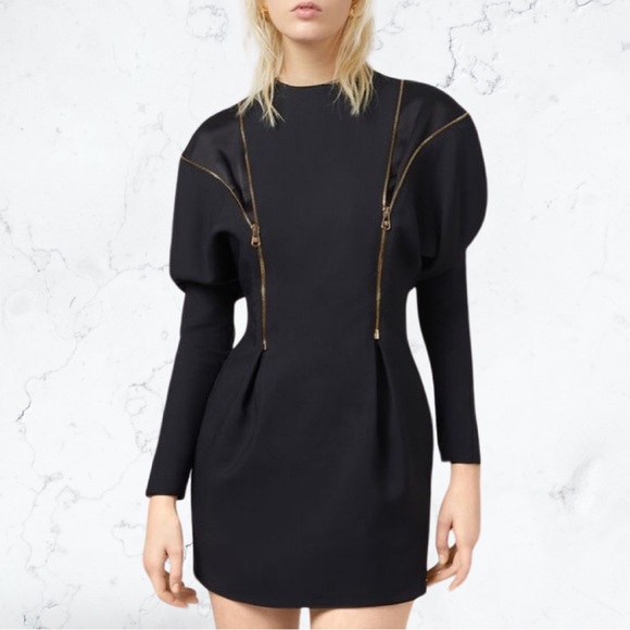 Versace Dresses & Skirts - Versace Black Mini Dress with Gold Zipper Detail